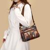 Women's Large Capacity Soft Leather Patchwork Crossbody Bag - Retro Multi-pocket Shoulder Bag for Work & Commute.