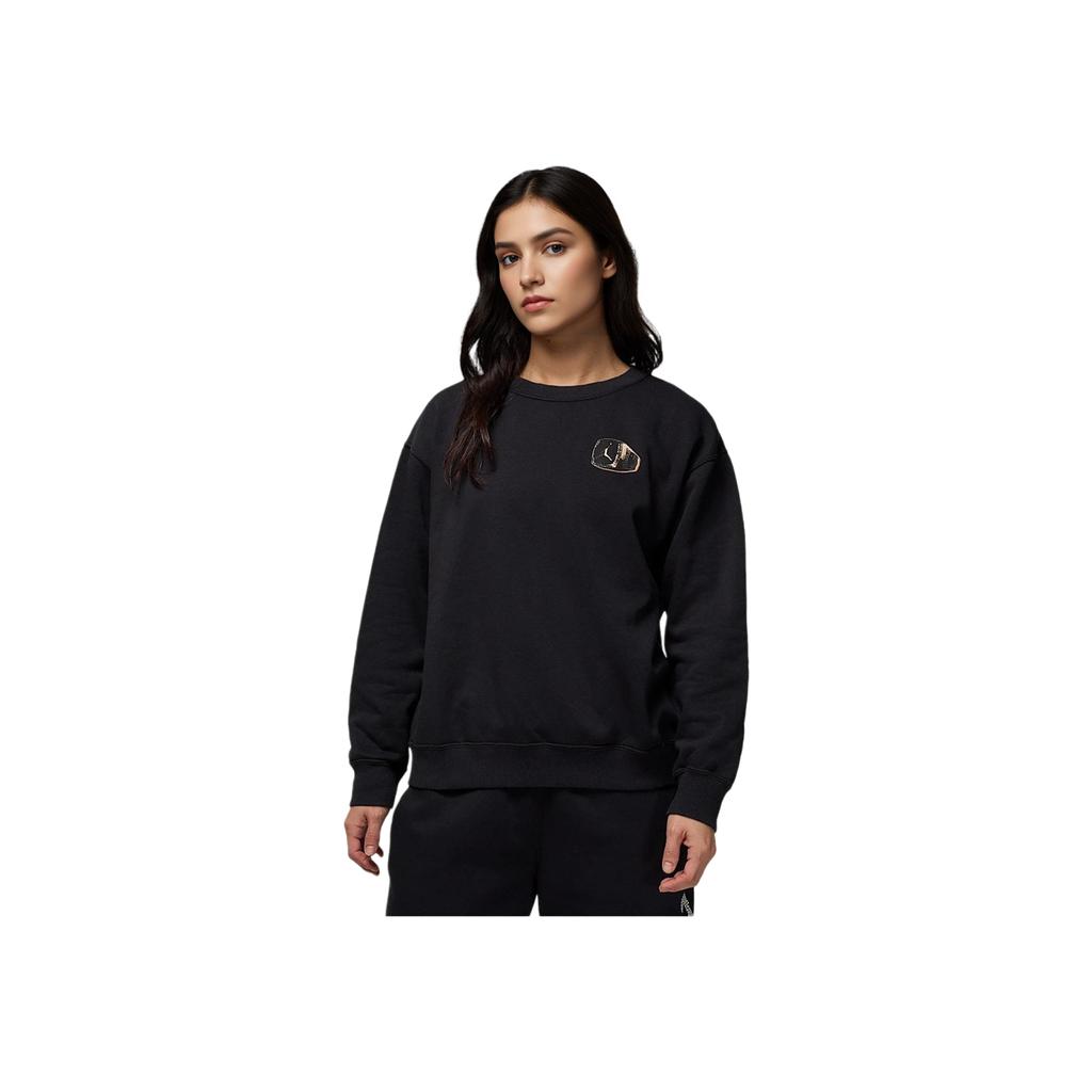 Jordan Brooklyn Fleece Fleece Knit Crewneck Sports Long Sleeve Sweatshirt Women Sweatshirt Black Sail HJ0206-010