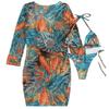 New Print Mesh Sun Protection Three-Piece Bikini Swimwear