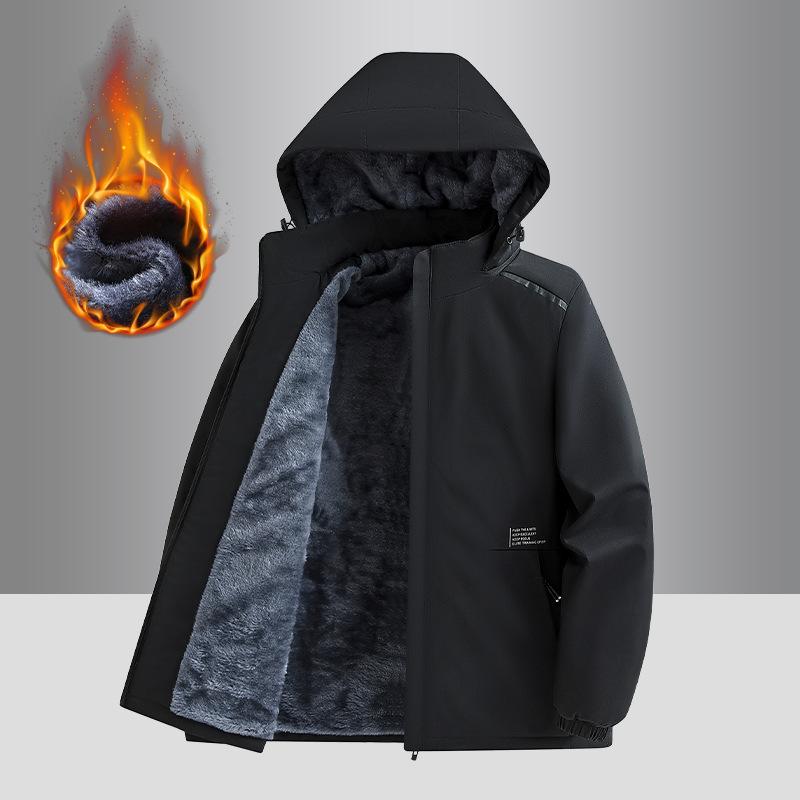 

Fleece Thickened Jacket Jacket Men s Autumn and Winter Pilot Cotton-padded Jacket Men s Windproof and Waterproof Jacket Mountaineering Suit L