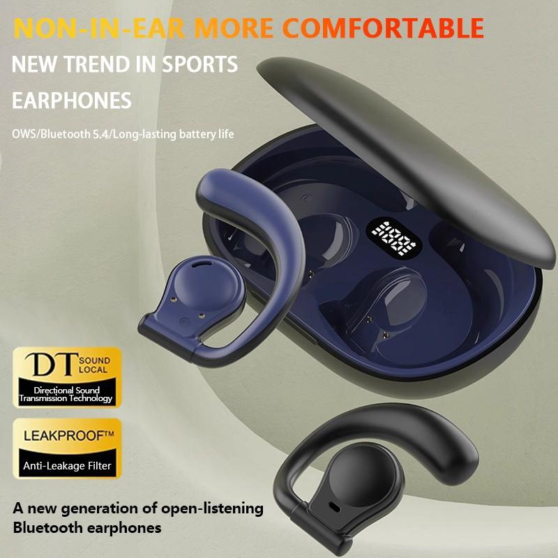 

OWS Беспроводные наушники Bluetooth 5.4 Спортивная гарнитура с крючком-крючком Бизнес-наушники с сенсорным управлением и чехлом для зарядки