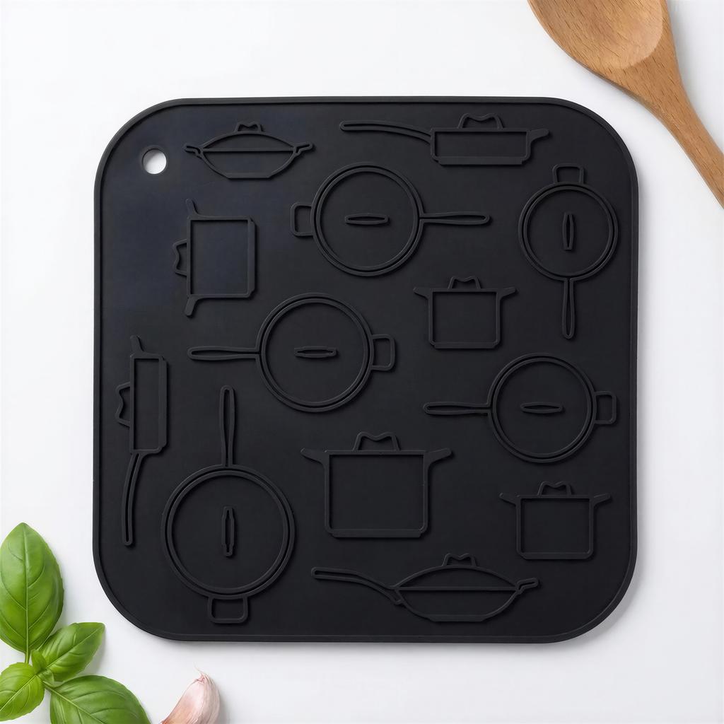 ANTI-SLIP SILICONE PROTECTIVE PAD FOR HOT POT, BLACK 17cm