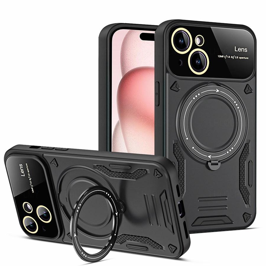 Rotating Bracket Big Lens Protection Cover For Apple iPhone 17E 15 14 16 17 Pro Max Honor X6D X5D X8D X5C 600 400 X7A X8A X7B Motorola Moto Armor Case