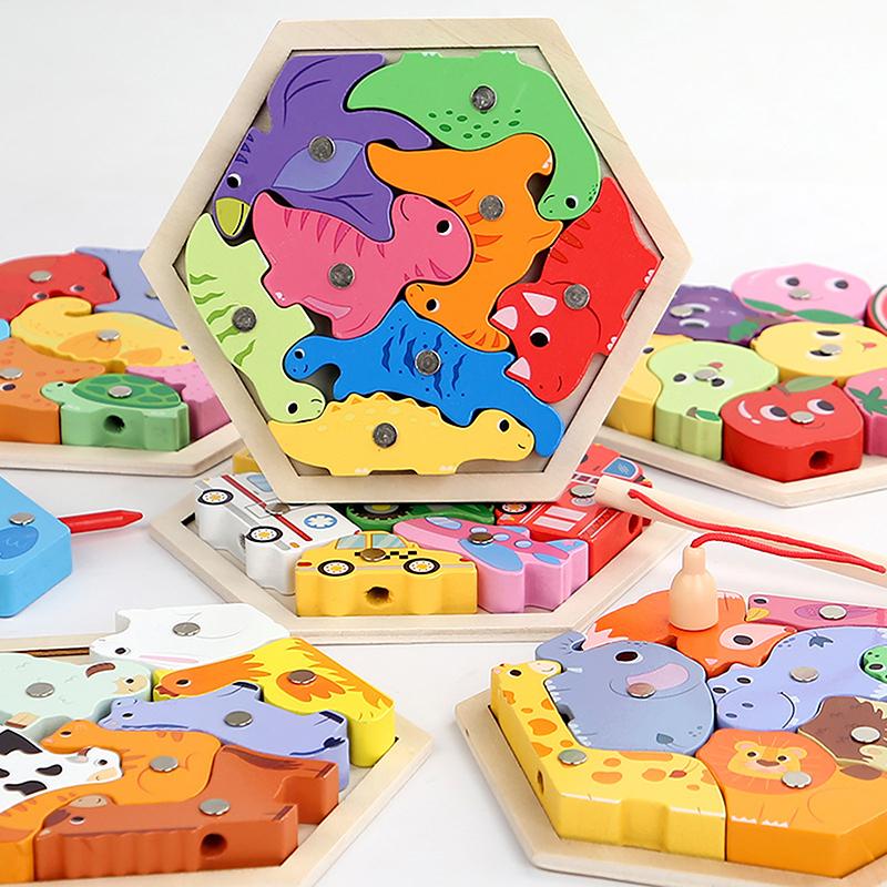 Montessori Holz Magnetische Angelspielzeuge Meeresleben Kognitionsspiele Frühes Lernspielzeug für Kinder Eltern-Kind Interaktiv