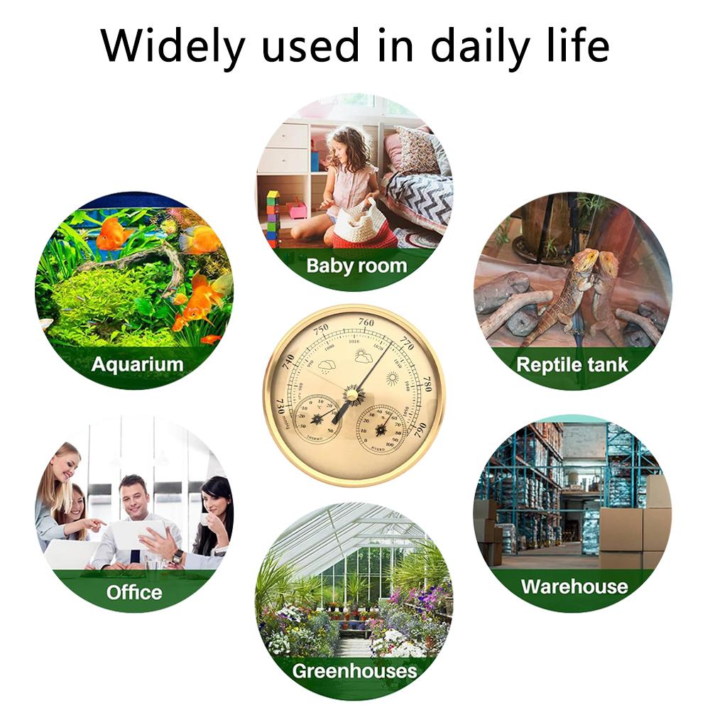 130MM 3-in-1 Multifunction Pointer Thermometer Hygrometer Barometer Weather Station Instruments Weather Forecasting Instruments