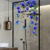 Dreamy Blue Flower Vine Strips Sticker Wall Decal, Refrigerator/Air Conditioner Glass Door Sticker