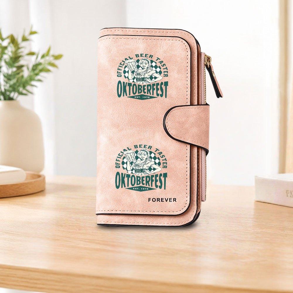 Beer Festival Waitress Long Zipper Wallet, Large Capacity Card Holder, Unisex Clutch Bag, Fashionable Zipper Coin Purse, Suitable for Daily Use, A