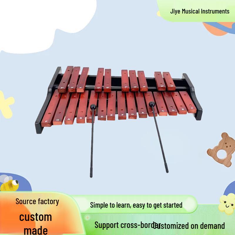 Rosewood 25-Note Xylophone for Kindergarten Percussion Teaching with Orff Hand-Knock Piano.