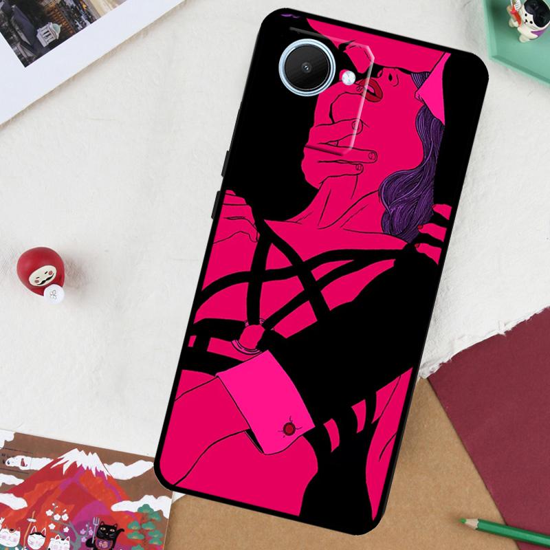 Sexy Mädchen Dame Rote Lippen Für Realme 13 Pro Plus 14 12 10 11 GT 6 5 6T GT7 Pro C51 C21Y C25S C75 C67 C61 C53 C55 Hülle