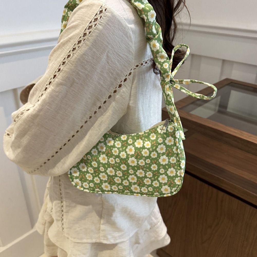 Large Capacity Sweet Canvas Bag Bow Lovely Tote Bag Korean Style Printing Shoulder Bag Outdoor