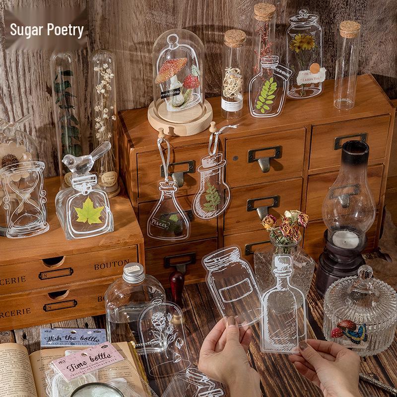 

Ceramics Museum Sugar Poetry Sticker Pack - Cute Bottle Designs for DIY Scrapbook & Diary, 6 Styles, 20 Sheets Storage Jar