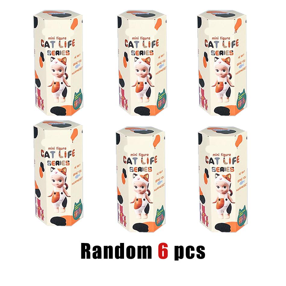 Angel Mini Figure Cat Life Series Blind Box Action Figures Toy Ornaments Doll Model for Fans Kids Christmas Gifts