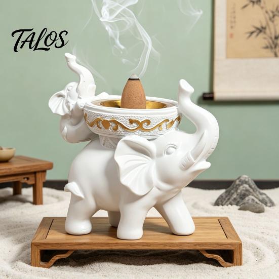 Exquisite Handcrafted Gift for Men Women Elephant Incense Burner, Resin Backflow Holder, Waterfall Halloween Party Table Centerpiece Burner