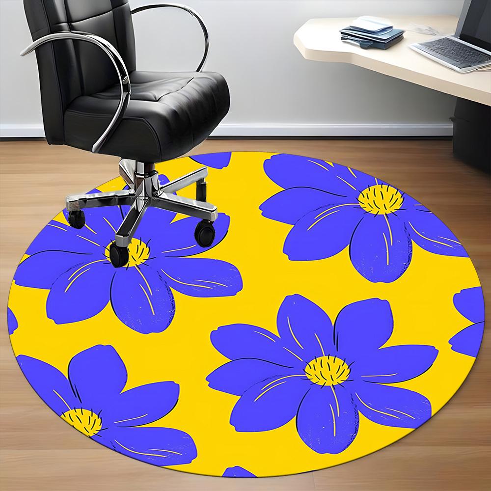 1PC Floral Pattern Chair Carpet for Office, Indoor Non-Slip Washable Carpet, Soft Comfortable Mat For Office Room yy250930079