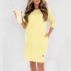2025 Sommer Damen Einfarbig Langarm Locker Freizeitkleid mit Rundhalsausschnitt