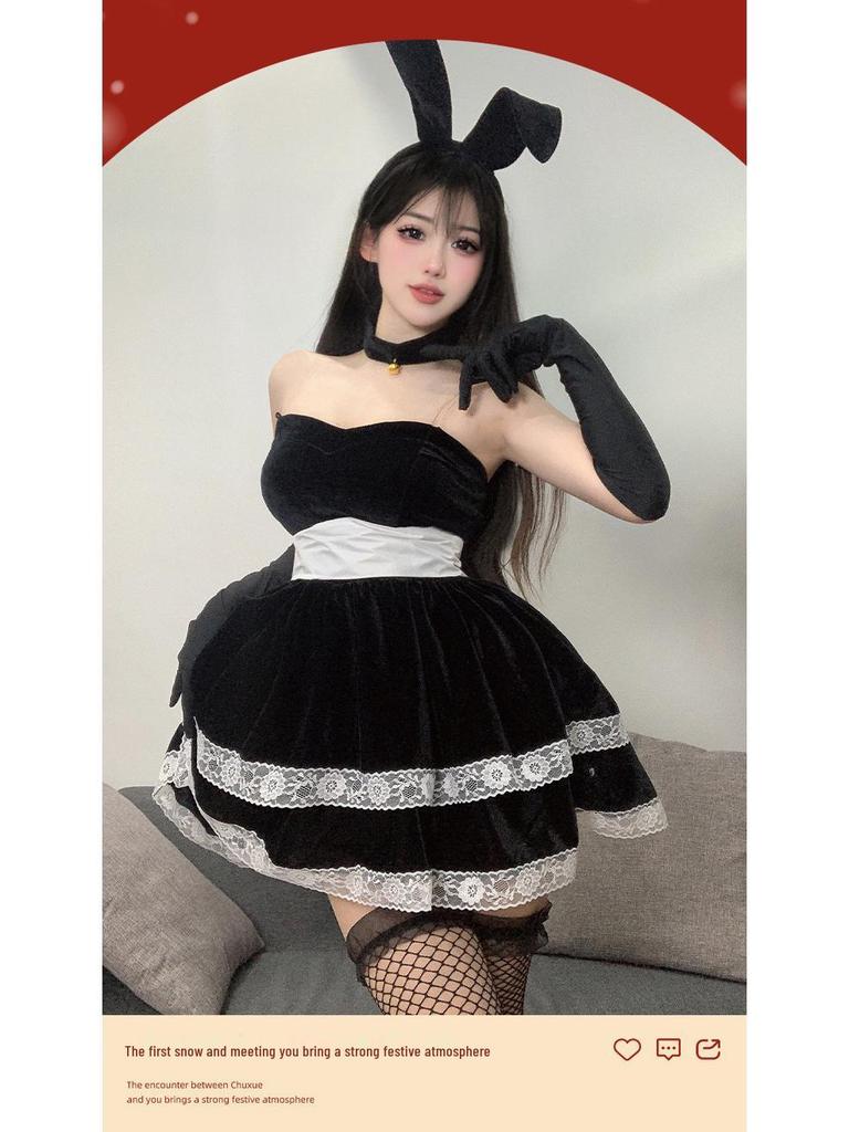 2025 Temptation Lingerie Bunny Girl Christmas Cosplay Set for Women