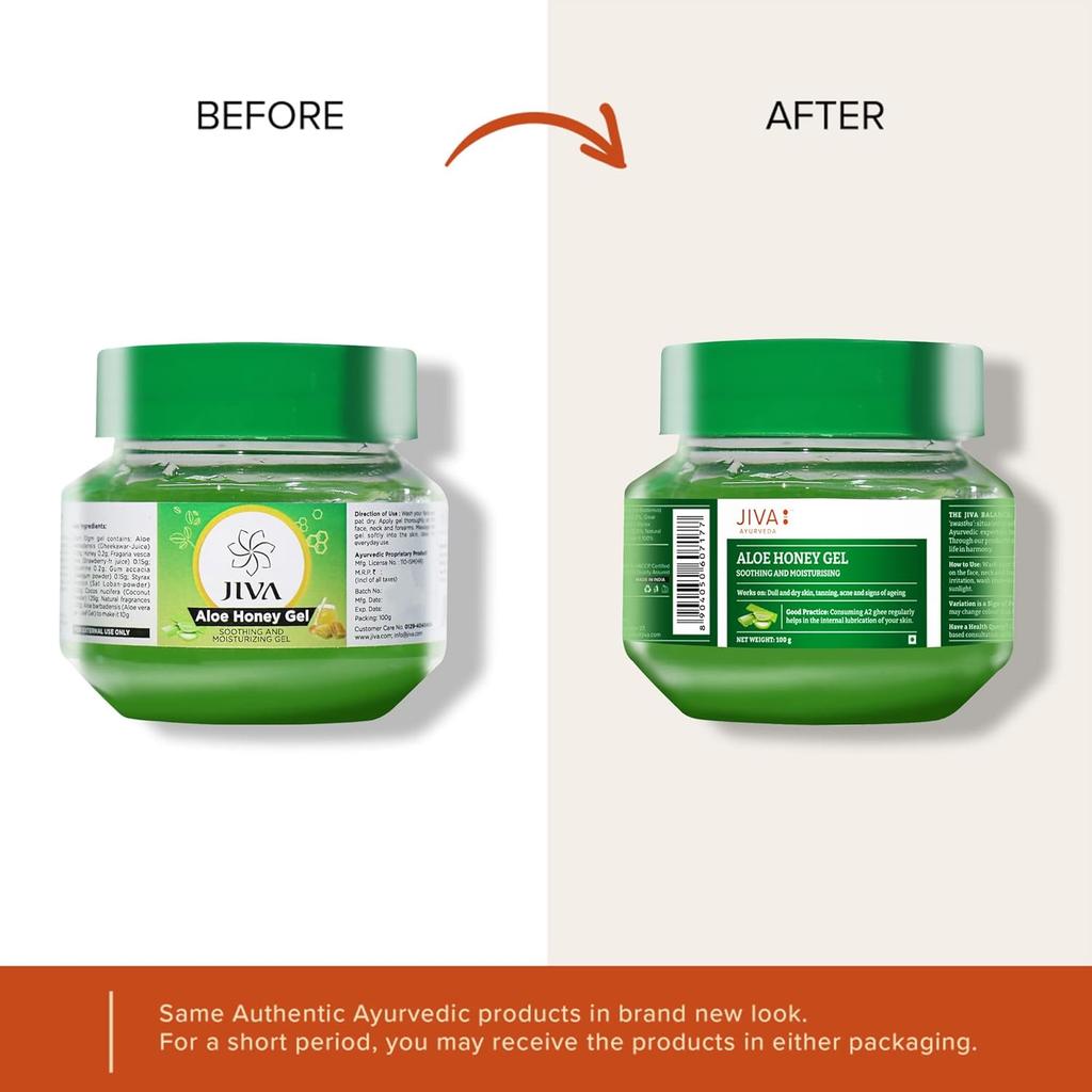 Jiva Aloe Honey Gel 100 g Pack Of 2 Hydrating Skin Gel For Daily Moisture Soothing Care All Skin Types Gentle Use