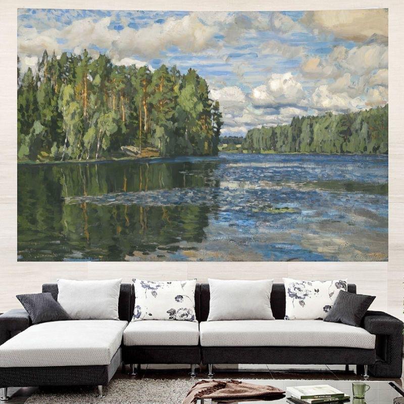 Oil Painting, Tapestry, Living Room Background Cloth, Bedside Decoration Painting, Bedroom, American Style Tapestry, Vintage Wallpaper for The Room