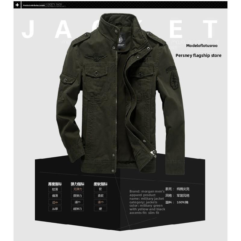 2026 Spring Men's Cotton Military Jacket Plus Size Casual Work Jacket