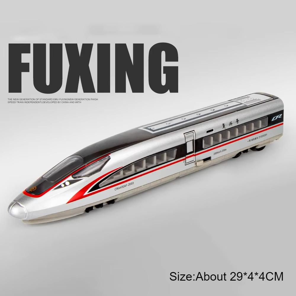 1:87 FUXING Модель высокоскоростного поезда Игрушечная машинка Звук Свет Магнитное соединение Литой металл Модели поезда метро Подарки для мальчиков