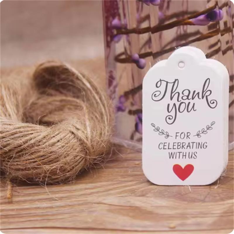 100PCS 20 meter rope cowhide gift label, thank you paper gift, New Year's Halloween label, party decoration
