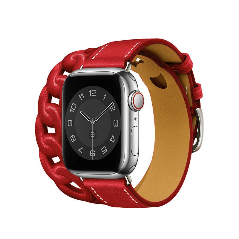 Gourmette Double Tour pentru curea Apple Watch 40mm 41mm 38mm 44mm 45mm 42mm Bratara din piele naturala iWatch serie 7 6 5 3 se curea
