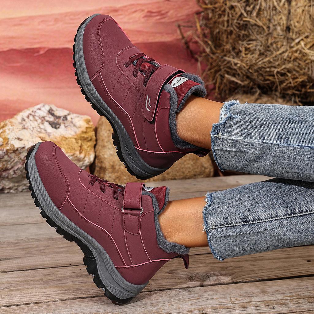 Snow Boots With Fur Lined Warm Ankle Boot for Women Waterproof Anti-Slip Winter Outdoor Shoes Women's Lace-Up Walking Sneakers Trekking Hiking Booties