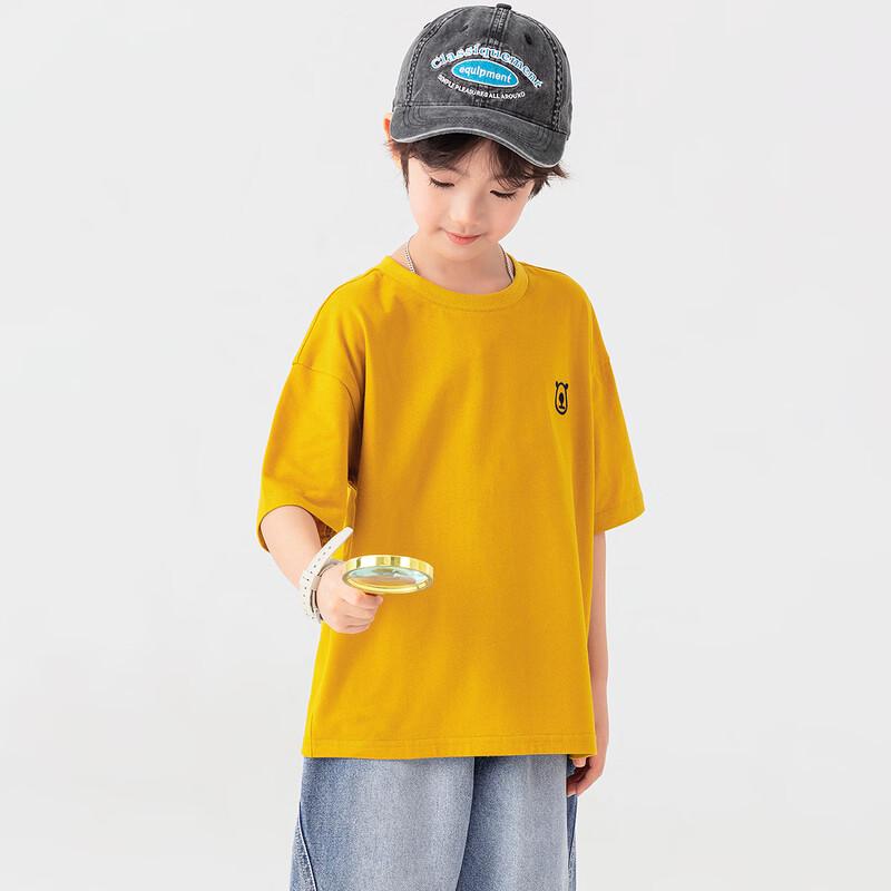 Daduoja Boys' Embroidered Pure Cotton Cool-Feel Short Sleeve T-Shirt