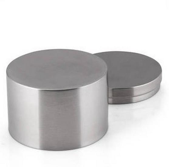 Stainless Steel Seasoning Jar with Spoon – Cylindrical Salt and Sugar Container, Kitchen Utensil.