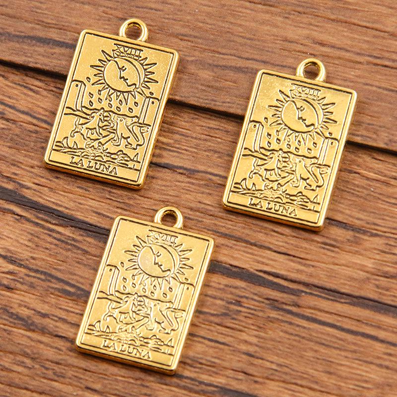 Zinc Alloy Tarot Card Pendant, 6 Styles 14x23mm, Popular In Trendy Jewelry.