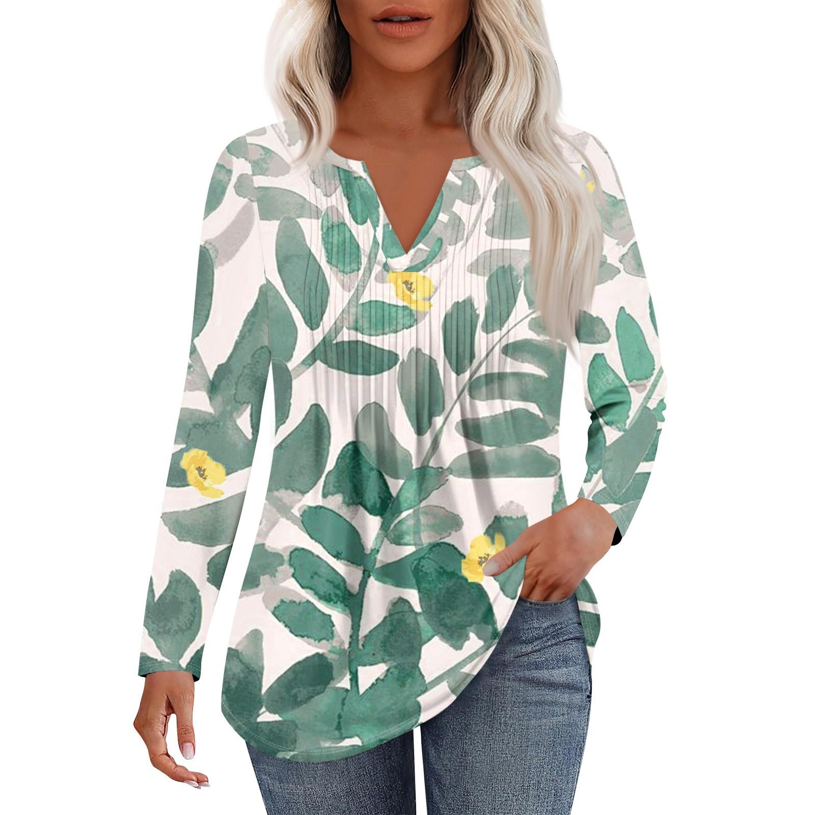 

Женская Мода Повседневная Плиссированная Футболка с V-образным Вырезом Однотонная с Длинным Рукавом Элегантные Топы XXL