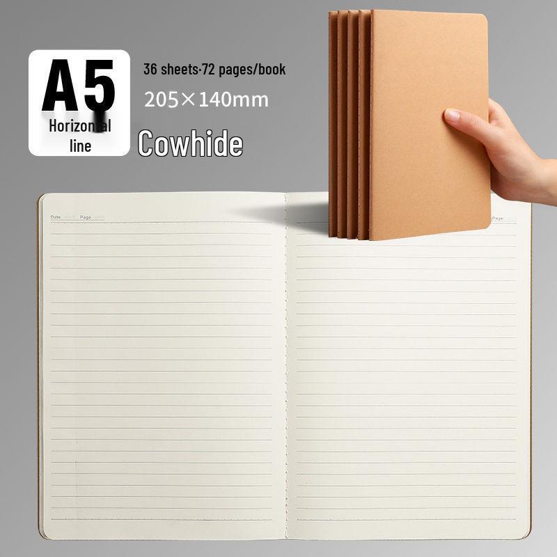 B5 White Cover Cowhide Grid Notebook - Student Diary & Practice Book