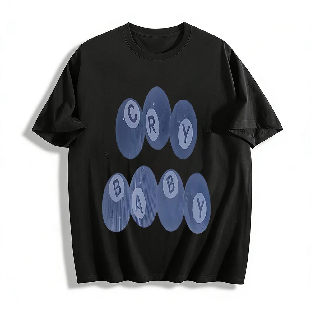 

Fun Letter Print Casual Top CRY BABY Quirky Style Daily Commute Versatile Crew Neck T-Shirt Pure cotton T-shirt XXS