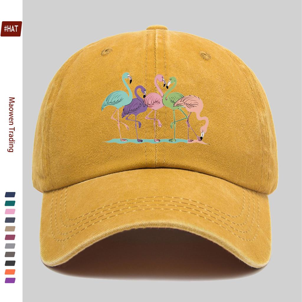 pc Five Colorful Flamingo Print Baseball Cap Travel Casual Design Sun Hat Comfortable and Lightweight Multiple Colors Availa