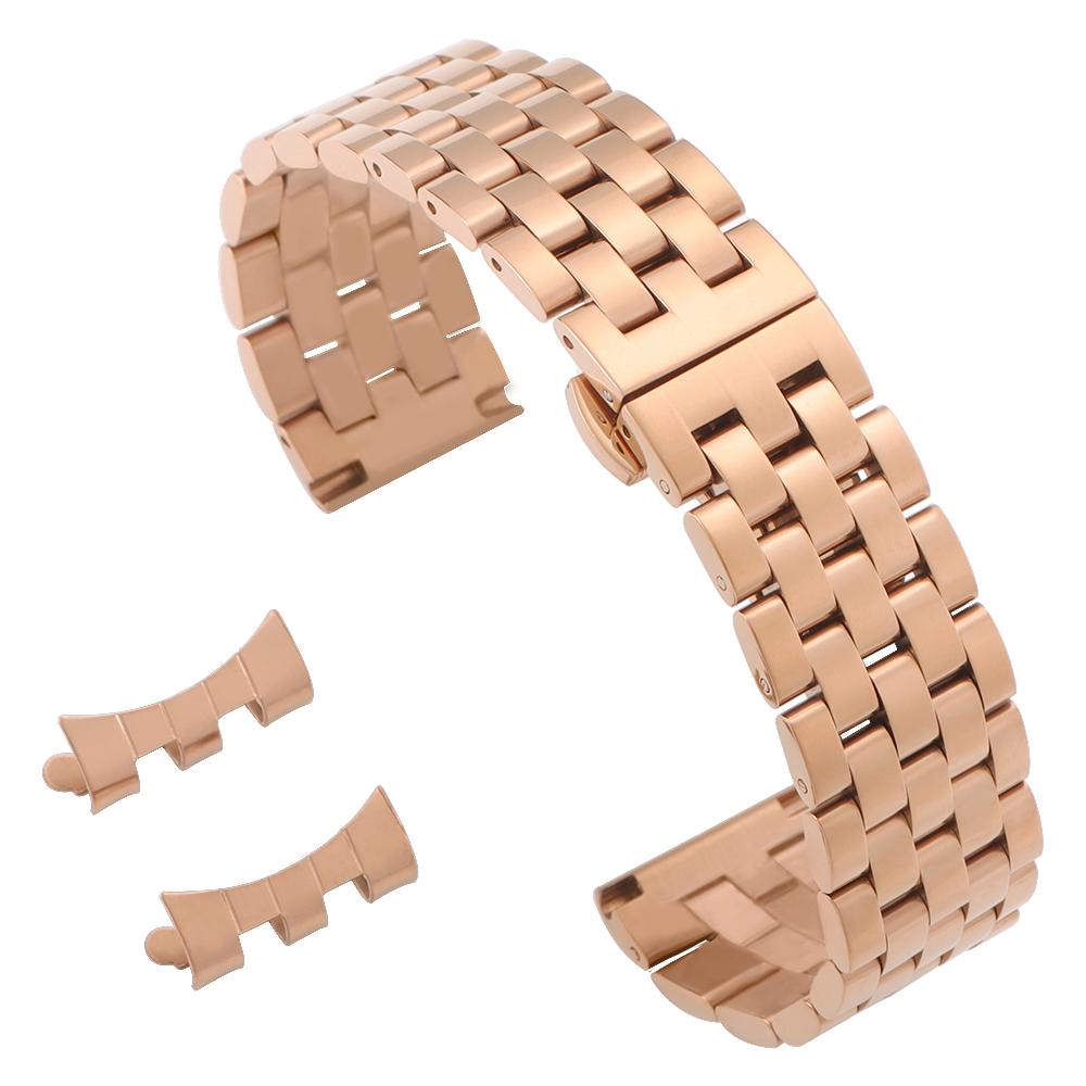 Curved End Watch Strap 18mm 20mm 22mm Solid Stainless Steel Watch Bracelet for Tissot Butterfly Clasp Men Women Universal Straps