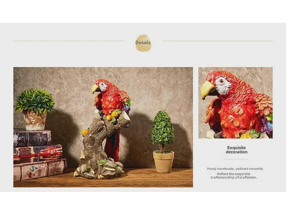 Nordic Pastoral Style Parrot Ornaments - Creative Bird Models for Living Room, Wine Cabinet, TV Stand, and Entryway Decor.