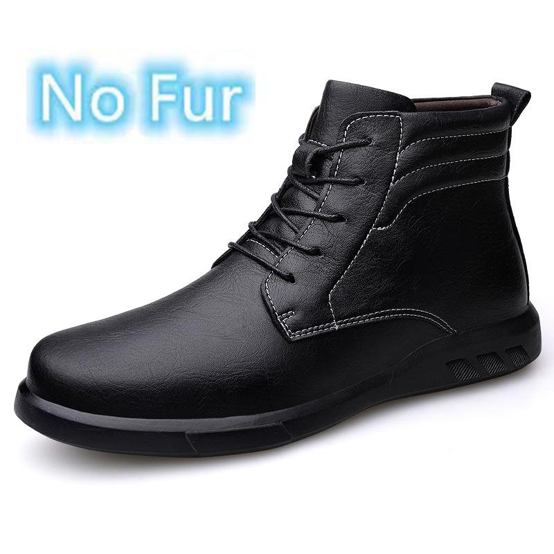Luxury Brand Mens Ankle Boots Casual Outdoor Sneakers Genuine Leather Men Warm Winter Shoes Top Quality Man Business Basic Boots