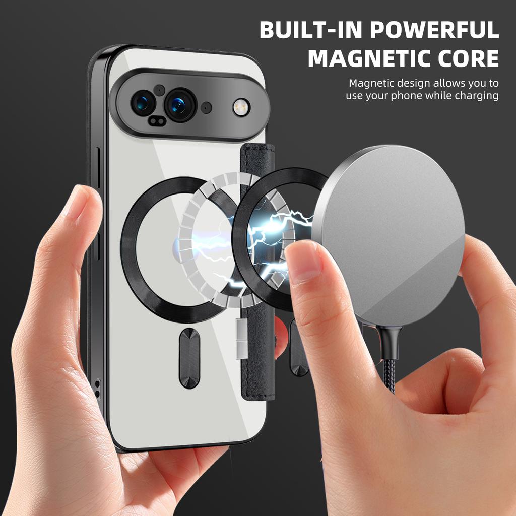 For Google Pixel 9 Case Compatible with MagSafe RFID Blocking Leather Phone Cover