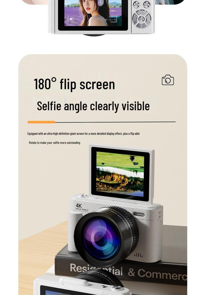 Retro Flip Screen HD Digital Mirrorless Camera for Student Selfies