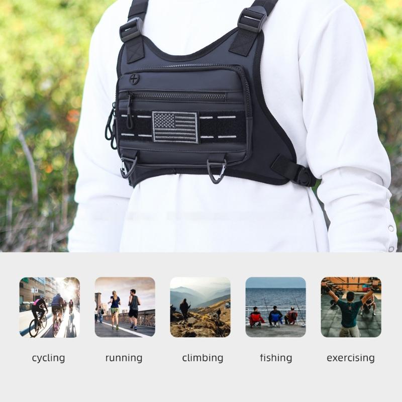 Waterproofs Fishing Chest Bag Outdoor Sports Running Vest Backpacks Outdoor Travel Vest Bag Front Chest Pack Enduring