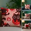 Cute Strawberry Print Pillow Case Plush Fabric Soft Double Sided Print Sofa Cushion Cover Throw Pillow Covers