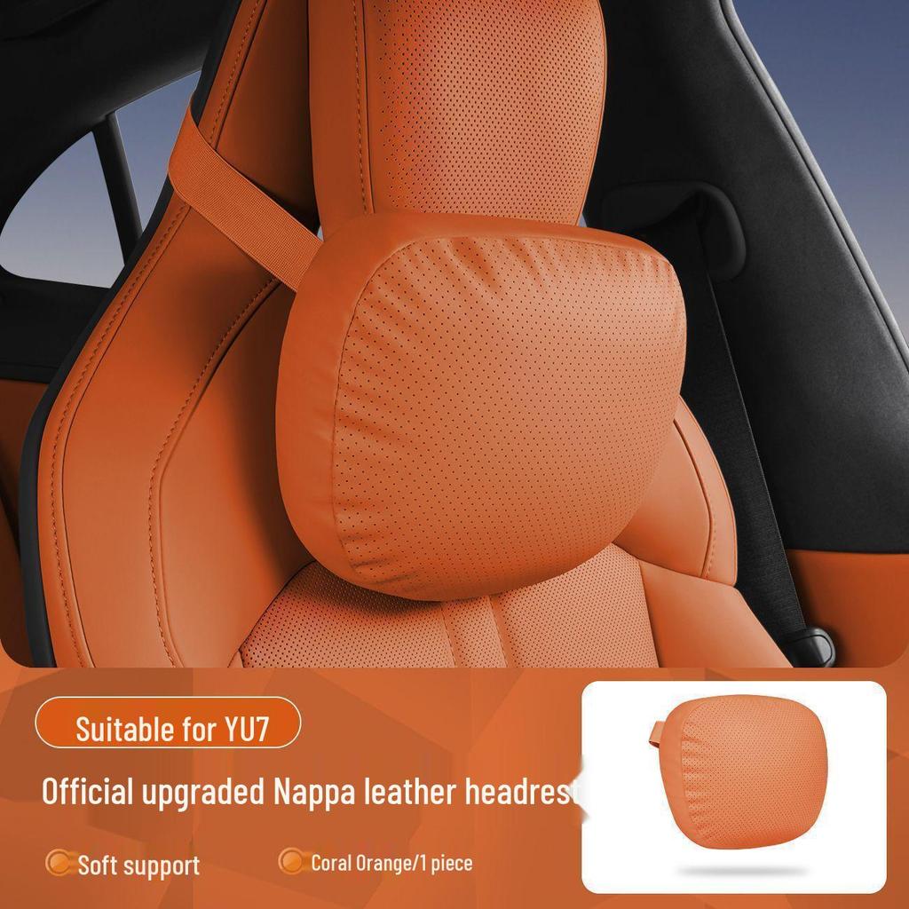 YU7 Headrest and Lumbar Support: Leather Memory Foam Neck Pillow and Lumbar Pad