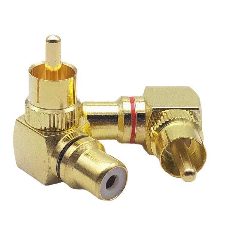 Copper Gold-Plated 90° RCA L-Shaped Male To Female Adapter