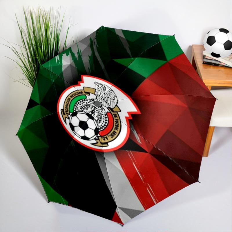 Mexico Football Team Emblem Printed Automatic Umbrella, 8-Frame for Travel, camping, Casual Umbrella, Essential Gift for  for family and friends