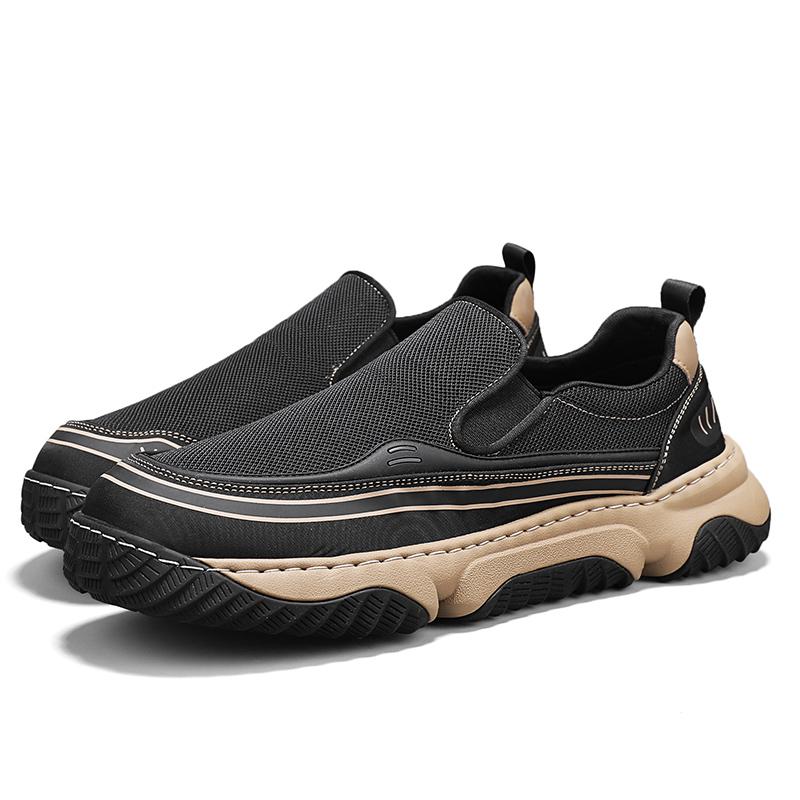 Men's four seasons Casual Shoes Breathable Mesh Wide Head Lightweight Comfortable Slip-On Thick Bottom Fashionable All-Match Sho