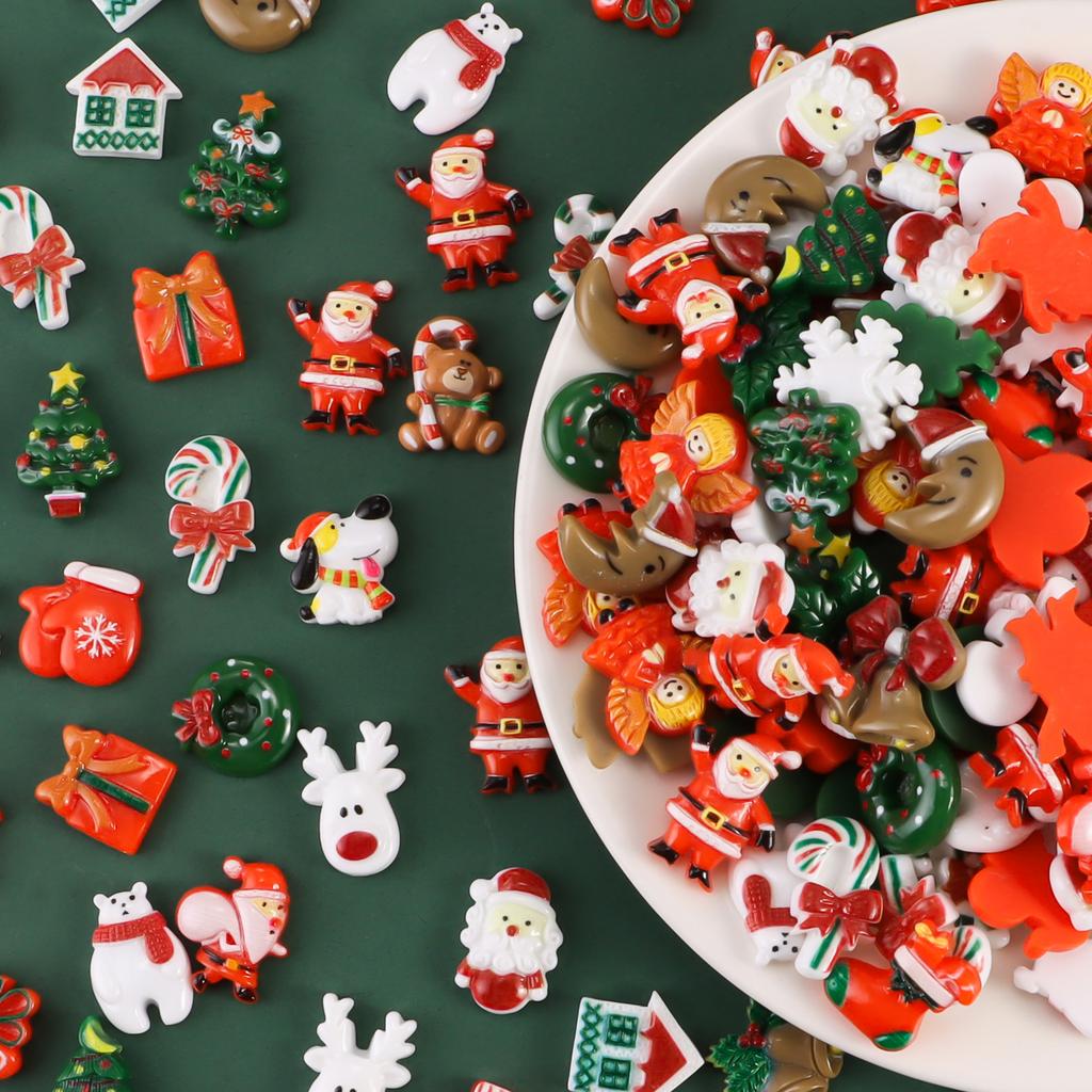 Mixed 30/90/120Pcs Cartoon Flatback Charms Christmas Resin DIY Phone Case Hair Bow Accessories Decor Part 3D Charms