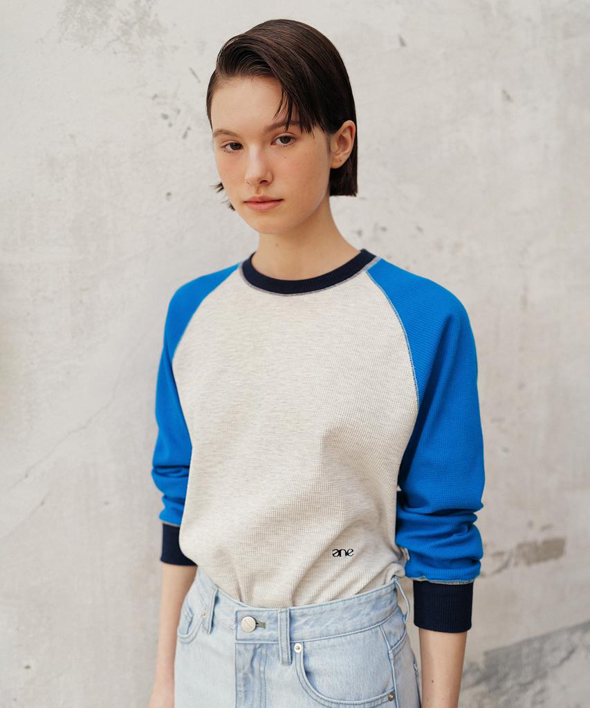 ANDNEEDS Raglan Waffle Tee (Blue)
