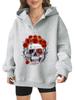 2025 new European and American Halloween women's hooded sweater front and rear pattern winter fleece loose casual