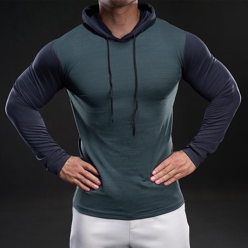 Hooded T-shirt Men's Spring New Casual Sports Base Shirt for Youth Quick-drying Breathable Men's Long-sleeved T-shirt Handsome