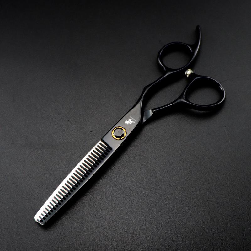 6.0-inch Black Painted Bearing Screw Hairdressing Barber & Thinning Scissors Set